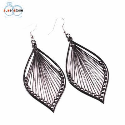 SUSENSTONE 1Pair Fashion Women Alloy Leaf Dangle Earings Eardrop Jewelry New