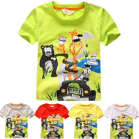 children summer clothing baby boy T shirt cotton animal print short sleeve T-shirt kid boy casual sport T-shirt 3-7Y shirts