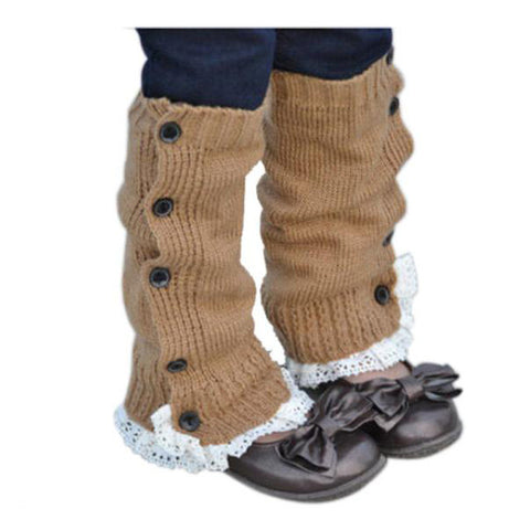 baby Lace flat leg warmers Acrylic Winter Kids Girl Princess Crochet Long Warmer Socks Knitted Lace Boot Cuffs Toppers Leg 32cm