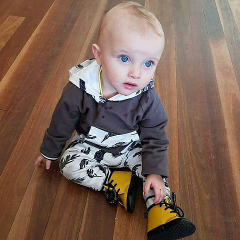 2017 Autumn Infant Baby Boy Long Sleeve Hoodie Leaf Print Tops +Pants Outfits Clothes Set
