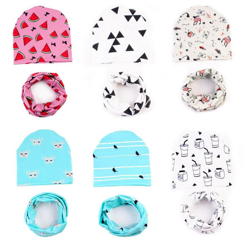 2017 Real Rushed Print Cute Baby Hat For Kids Clothes Matching With Scarf For Children Printed Infant Warm Crochet Knit Dresses