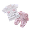 Baby Girls Clothes Sets 2017 Cute Cat Pattern Summer Tshirts+pants Sleeveless O-neck Costumes for Kids Girls Clothing 2 Pieces