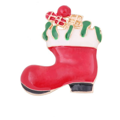 Christmas Gifts Nice Red Shoe Boot Brooches Pins for Women Full Rhinestones Christmas Brooches for the New Year #45