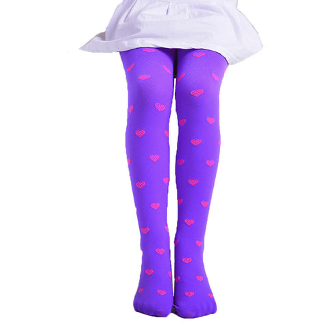 2017 Lovely Children Girls Footed Heart Dots Tights Stockings Ballet Candy Colors cotton Heart Print Tight Stocking Pantyhose