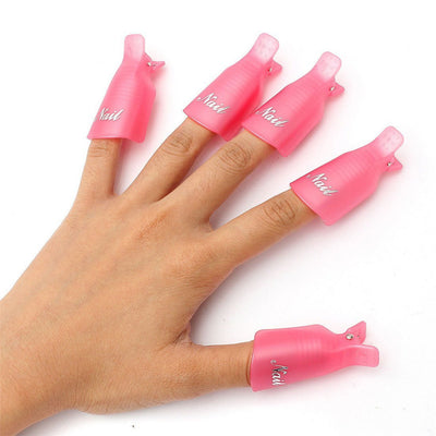 10PC Plastic Nail Art Soak Off Cap Clip UV Gel Polish Remover Wrap Tool