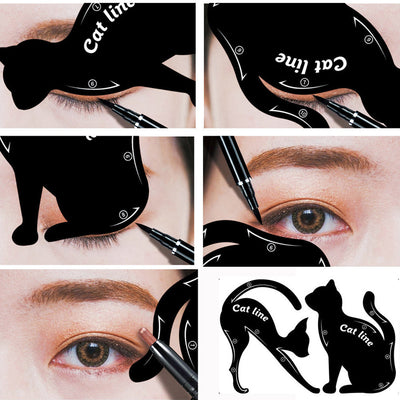 New 2017 Sexy Women 2pcs Stencils Template Eyeliner Smoky Makeup Guide Quick Cat Eye Liner Tool maquiagem