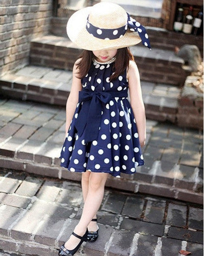 Princess Wedding Dress for Girl Cute Polka Dot Sleeveless Girls Dresses for Party and Wedding robe fille mariage vestido