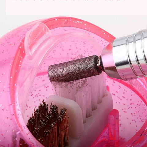 2017 New Nail Drill Bits Cleaning Box Hard & Soft Brush Inside For Manicure Pedicure Nail Art Tools Equipment