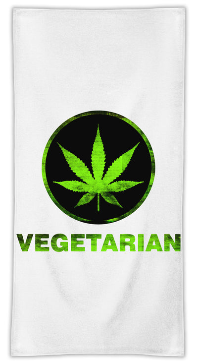 Vegetarian Cannabis Leaf Marijuana Funny  MicroFiber Towel W/ Custom Printed Designs| Eco-Friendly Material| Machine Washable| Available in 3 sizes| Premium Bathroom Supplies By Styleart
