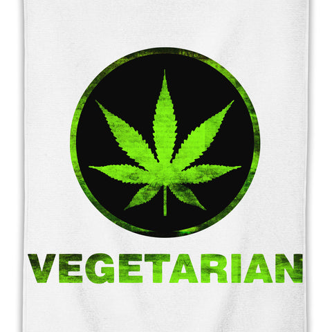 Vegetarian Cannabis Leaf Marijuana Funny  MicroFiber Towel W/ Custom Printed Designs| Eco-Friendly Material| Machine Washable| Available in 3 sizes| Premium Bathroom Supplies By Styleart