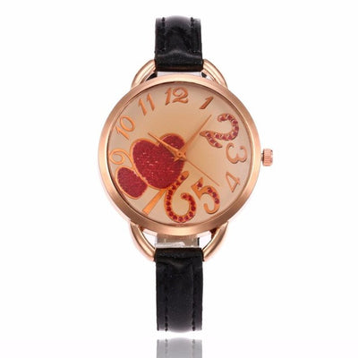 Reloj De Mujer 2017 Fashion Watches Women's Heart Pattern Faux Leather Band Quartz Analog Wrist Watch Watches montre femme #905