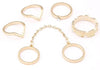 Fashion Women Gold Heart Joint Knuckle Nail Ring Set of Six Rings New
