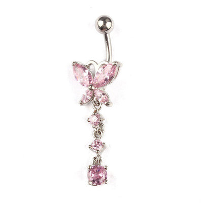 1PC Crystal Butterfly Dangle Ball Barbell Bar Belly Button Navel Ring zircon Butterfly Horse eye claw platform Umbilical nail