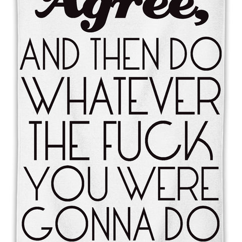 Listen Smile Agree Funny Slogan  MicroFiber Towel W/ Custom Printed Designs| Eco-Friendly Material| Machine Washable| Available in 3 sizes| Premium Bathroom Supplies By Styleart