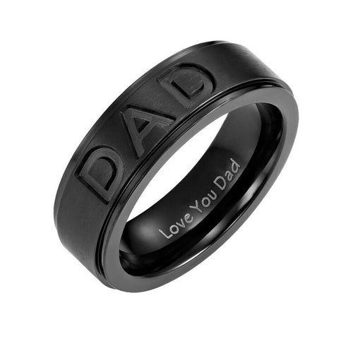 New Arrive Stainless Steel Dad Ring Engraved Love You Dad Men's Ring Jewelry