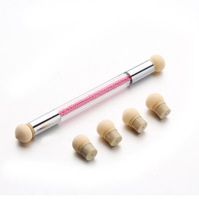 Set Glitter Powder Picking Dotting Gradient Pen Brush + 6Sponge Nail Art Tools