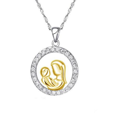 Mother's Day New Gifts Silver Mosaic Zircon Necklace Jewelry Gold