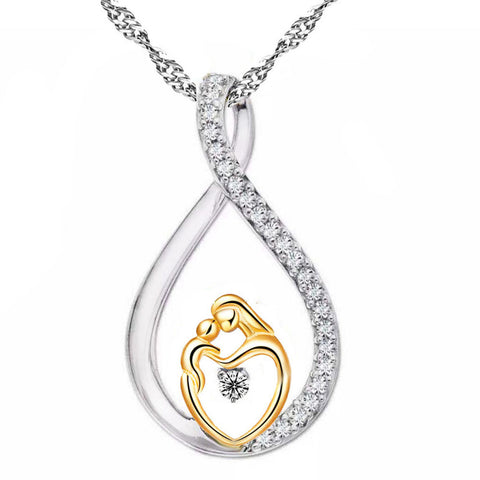 Mother's Day New Gifts Silver Mosaic Zircon Necklace Jewelry Gold