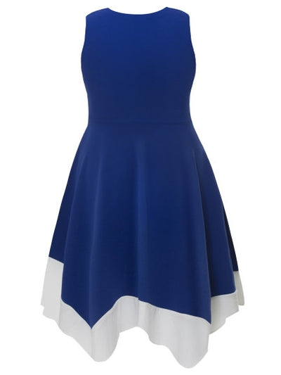 Plus Size Asym Blue Women's Day Dress