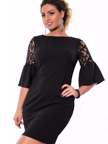 Bell Sleeve Plus Size Women's Bodycon Dress
