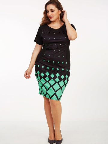 Plus Size Plaid Women's Sheath Dress
