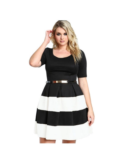 Plus Size Striped Women's Day Dress