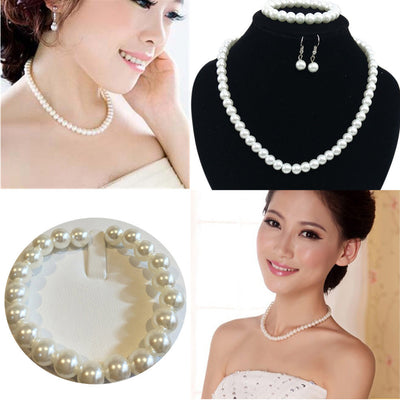Women Prom Wedding Party Bridal Jewelry Necklace Earrings Bracelet Set