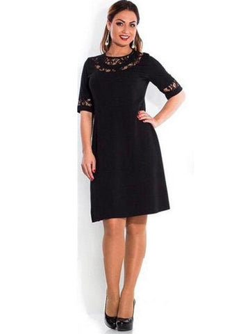 Lace Patchwork Plus Size Back Zipper Women's Day Dress