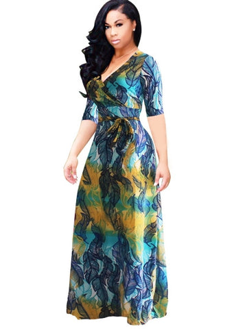 V Neck Plus Size Women's Maxi Dress