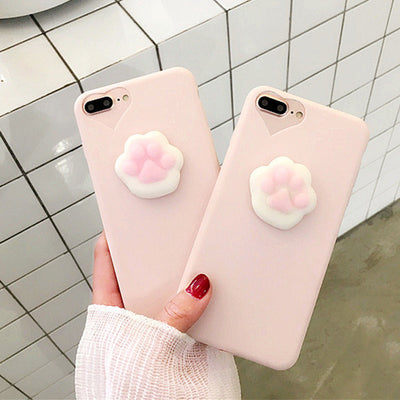 Cute 3D Cartoon Cat Claw Phone Cases For iPhone 7 6 6s Plus Fundas Funny Squishy Toys Pressure Release Case Candy Soft TPU Cover