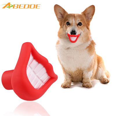 ABEDOE Small Squeaky Sound Vinyl Pet Toy Flame Blazing Red Lip Shape Fun Chew for Training Chew Sound Activity Toy Puppy Dog Pet