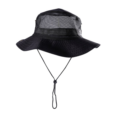 Outdoor Mesh Sunshade Fisherman Fishing Hat Sun Cap Bucket Hat with String Wide Brim Hat for Men