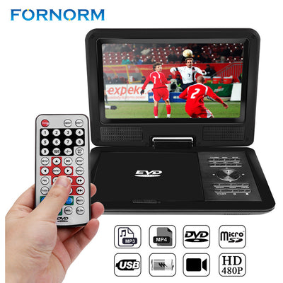 Fornorm 9" 720P LCD HD DVD Player 270 Degree Swivel Screen Portable  Digital Multimedia With FM Radio TV Game Player