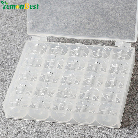 25pcs Sewing Machine Plastic Clear Empty Bobbins Spool For Sewing Machines With Thread Storage Box For Brother Janome Singer