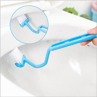 1PCS New  Sanitary V-type Portable Cleaning Brush Scrubber Handle Curved Makeup Brush Cleaner corner Toilet Bathroom Accessories