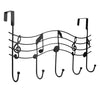 Over the Door 5 Hook Music Hanger Rack No Trace No Nails- Decorative Metal Hanger Space Saving Organizer for Your Clothes Coats