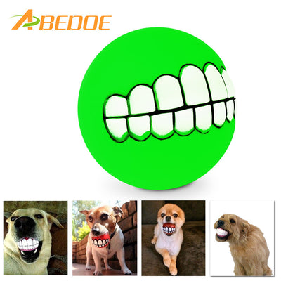 ABEDOE Pet Puppy Dog Funny Ball Teeth Silicon Toy Chew Sound Dogs Play Toys Supplies for Large Small Dogs