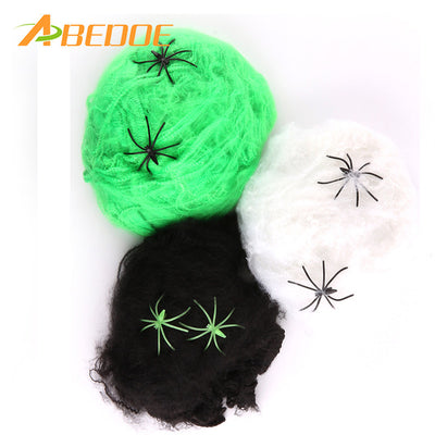 ABEDOE Halloween Scary Party Scene Props White Stretchy Cobweb Spider Web Horror Halloween Decoration For Bar Haunted House