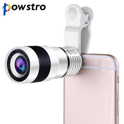 Powstro 8X Zoom Phone Telephoto Camera Lens Special Design with Clip Mobile Phone Lens for iPhone Samsung HTC Smart Phone