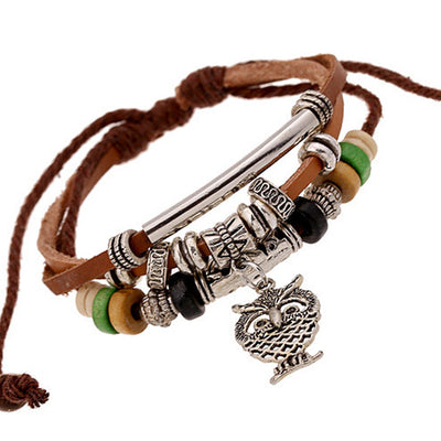 Multilayer Owl Bracelet Beads Hand-woven Euramerican Popularity Owl Accessories