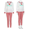 Women Family Matching Christmas Letter Pajamas Set  Blouse +Santa Striped Pants