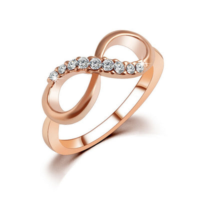 Luxury Metal Zircon Simple 8 Word Accessories Ring Gold 6#