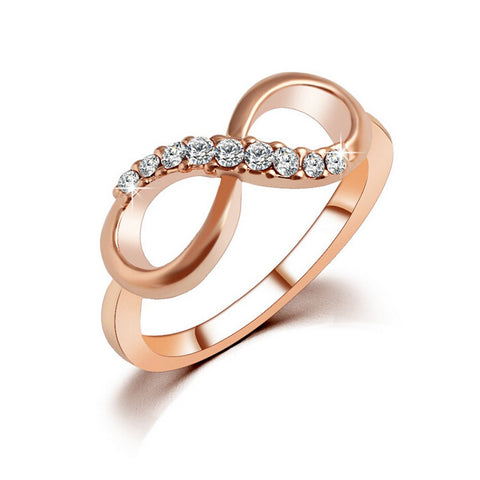 Luxury Metal Zircon Simple 8 Word Accessories Ring Gold 6#