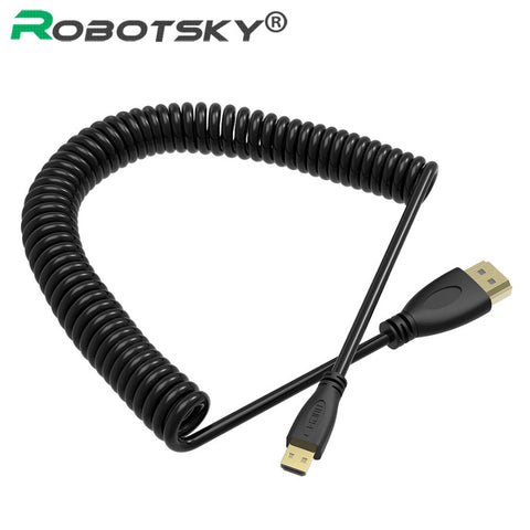 50 to 200cm Spring Micro HDMI To HDMI Cable High Speed Gold-plated Male To Male Micro HDMI Cabo For Tablet Camera TV XBox Cables