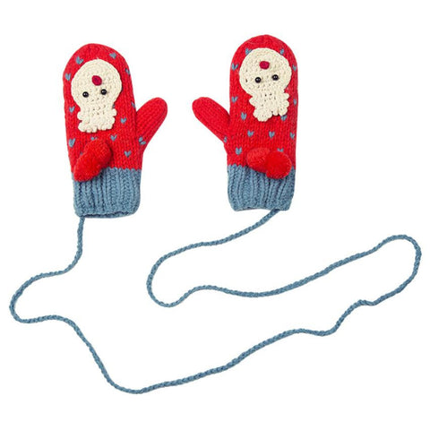 FEITONG Christmas Gloves Winter Warm Gloves for Women Girls Ladies Full Finger Wrist Hanging Neck Thicken Hot Cute Gloves #3