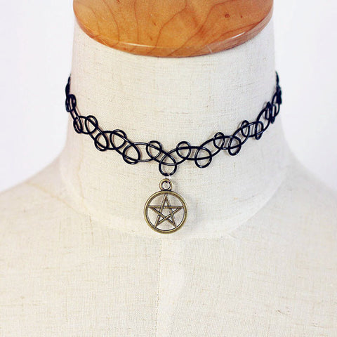 Tattoo Magic Choker Necklace Stretch Double Layer Henna Vintage torque