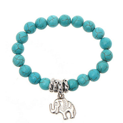 Turquoise Beads Elephant Bracelet Handmade Accessories Fashion Jewelry