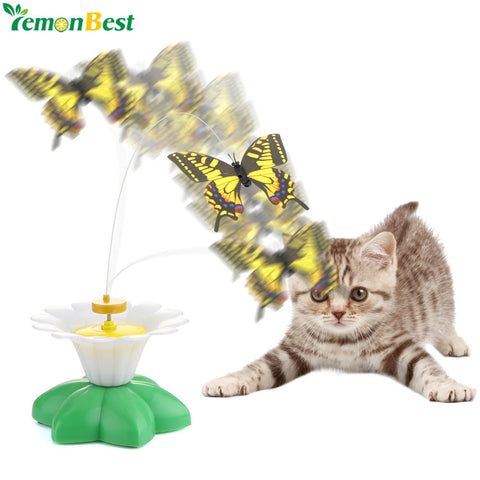 Cute Pet Cat Electric Interactive Toys Electric Rotating Colorful Butterfly Funny Pet Seat Scratch Toy For Cats Dogs Kitten Play