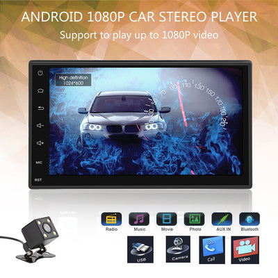 Slim 7" 2 DIN Android 5.1 Autoradio Bluetooth GPS Navigation 1080P Car Stereo MP5 MP3 Player Fully Capacitive Touch Screen 1G/16G Support FM with USB 3G WIFI Rear Camera