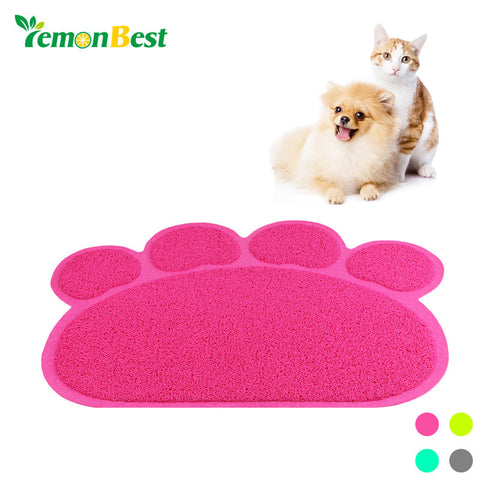 LemonBest Paw PVC Pet Dog Cat Feeding Mat Pad Pet Dish Bowl Food Water Feed Placemat Puppy Bed Blanket Table Mat Wipe Cleaning